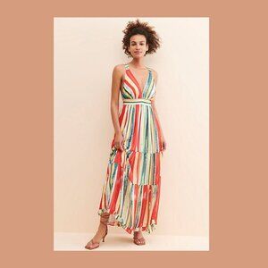g.p.d. Stripe Printed Maxi Dress